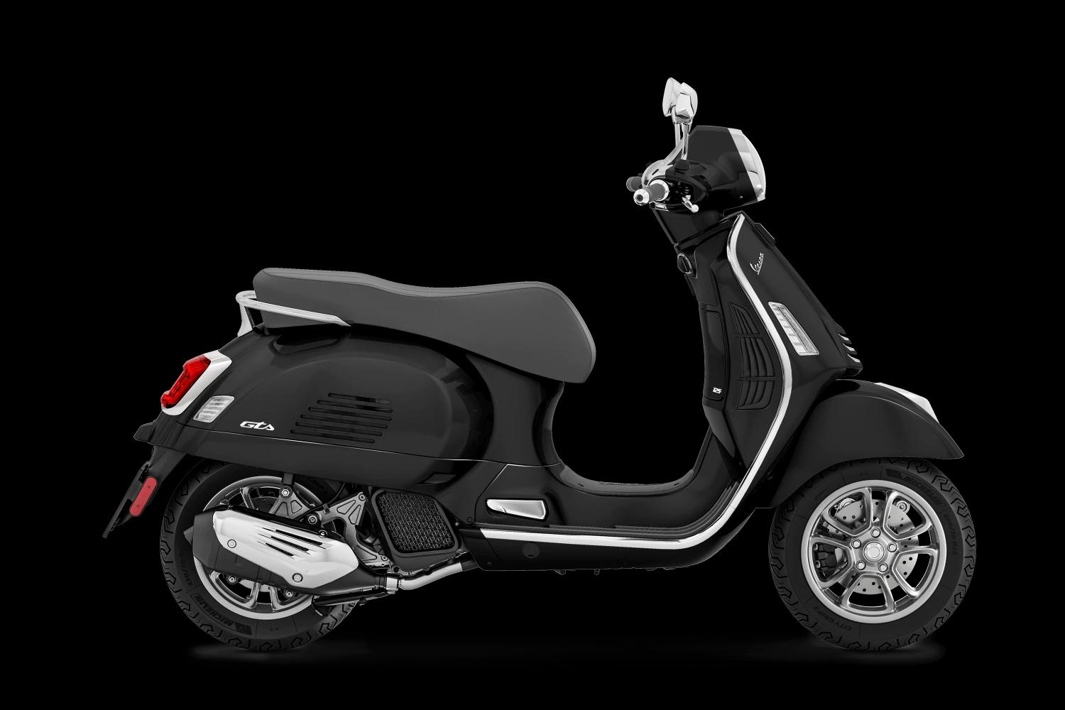 Vespa GTS 125 Nero convinto, profil droit