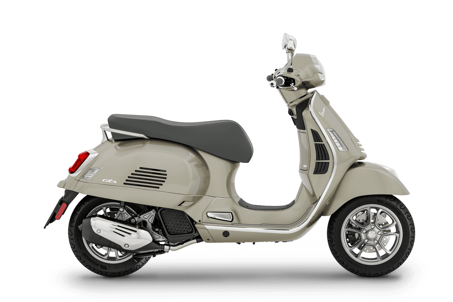 Nouveau Vespa GTS 125 beige avvolgente, profil droit