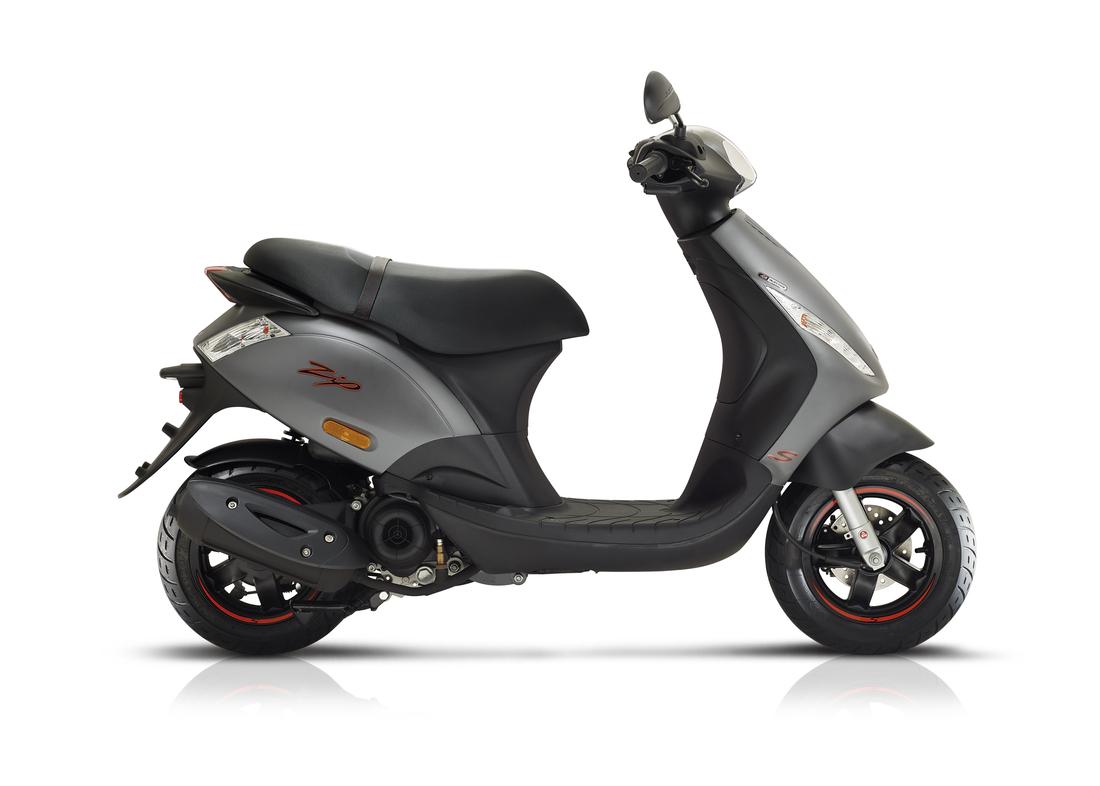 Piaggio Zip S 50 gris mat, profil droit