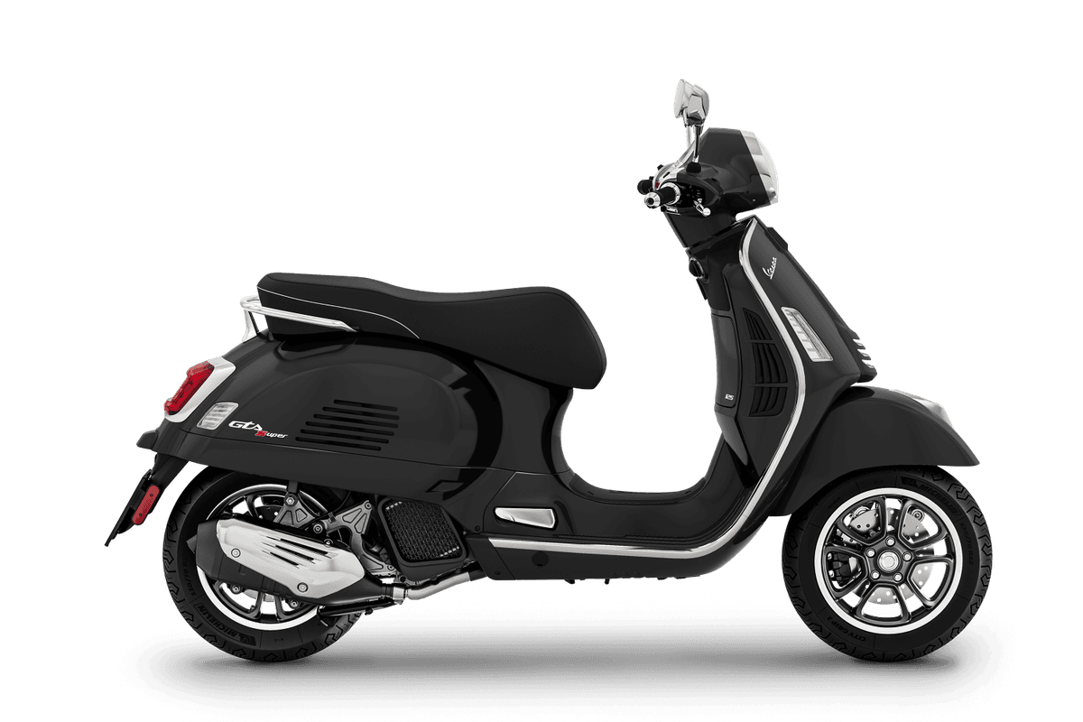 Nouveau Vespa GTS Super 125 nero convinto, profil droit