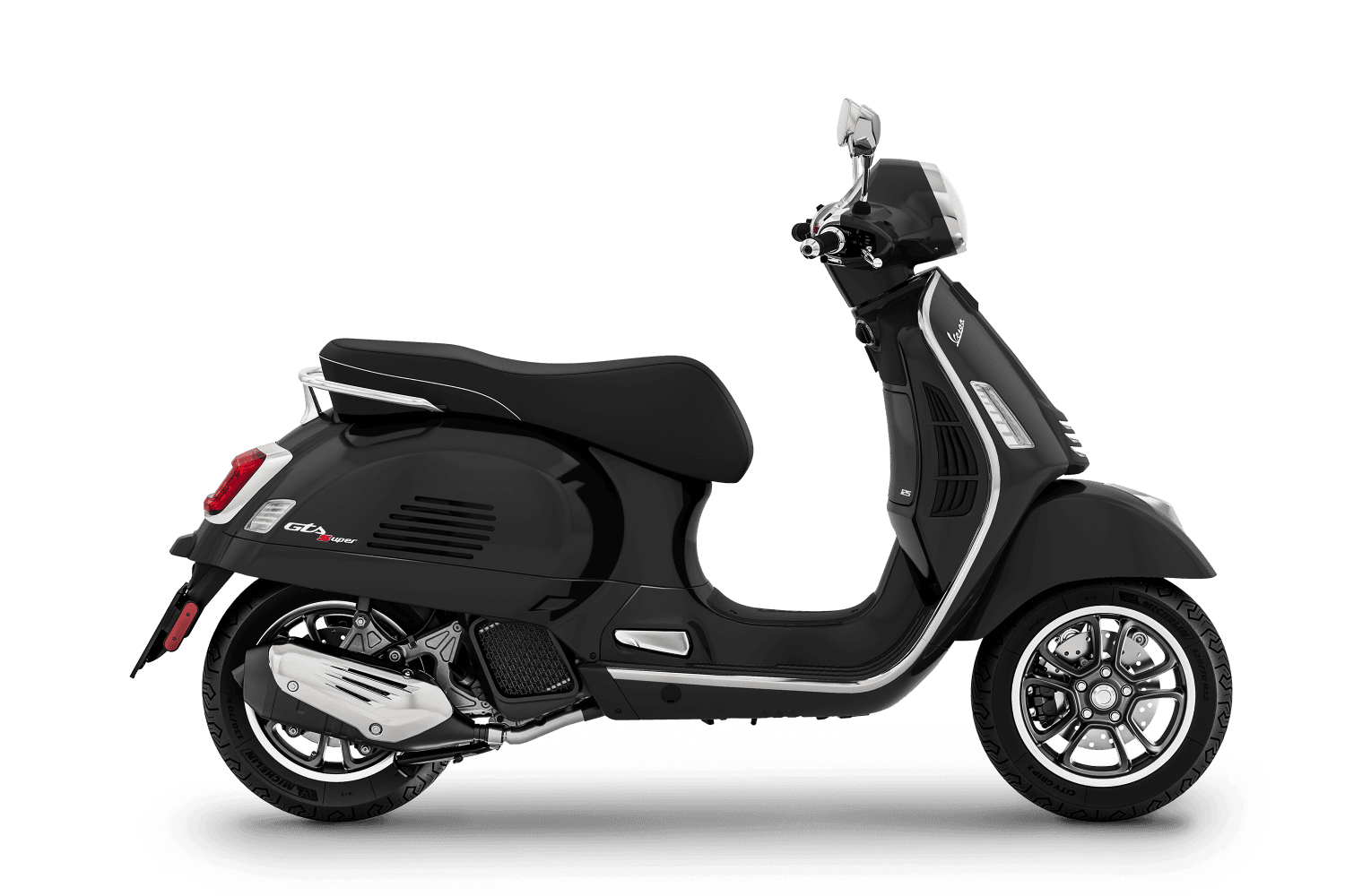 Nouveau Vespa GTS Super 125 nero convinto, profil droit