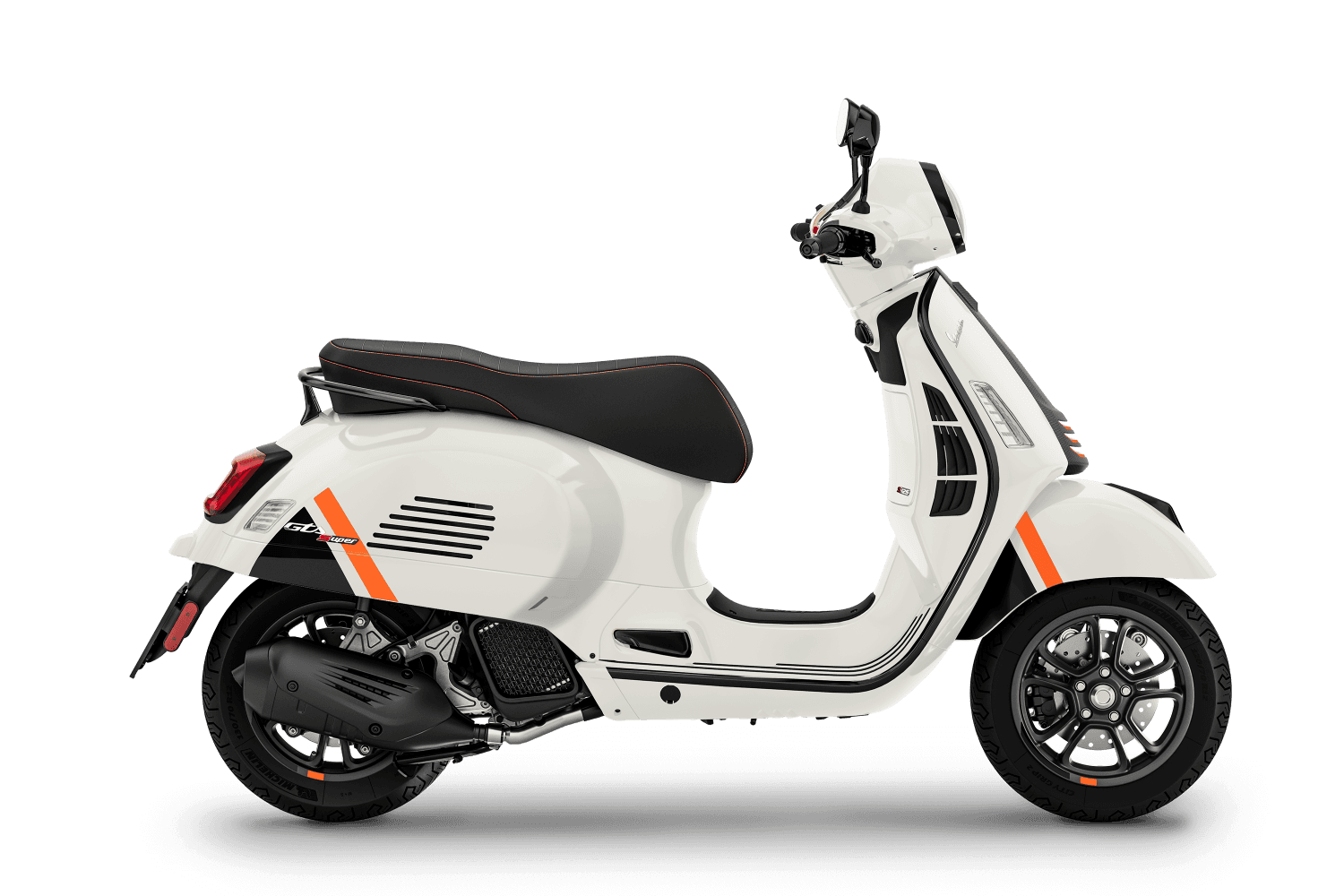 Nouveau GTS Super Sport 125 blanchi innocente, profil droit