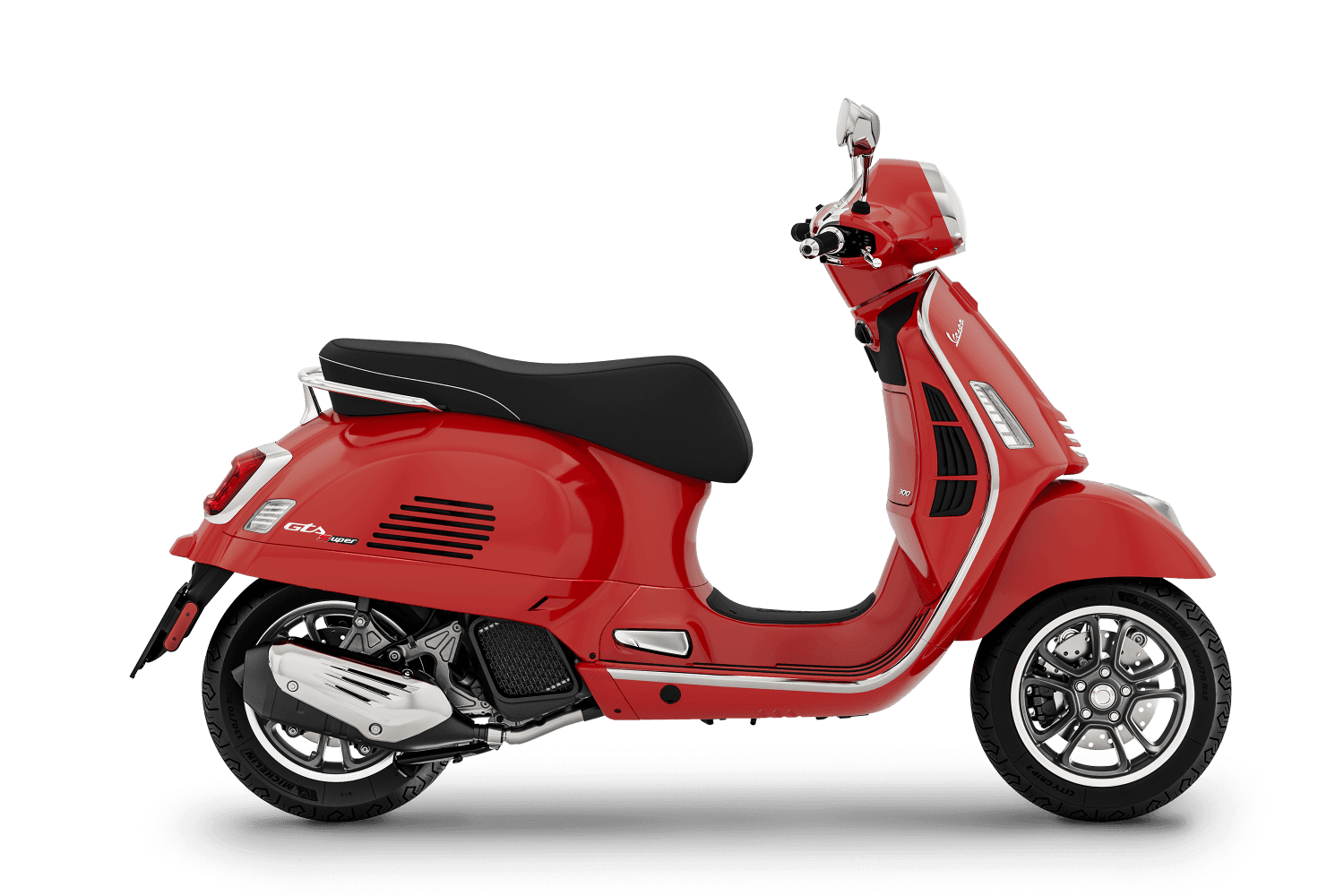 Nouveau Vespa GTS Super 125 Rosso coraggioso, profil droit