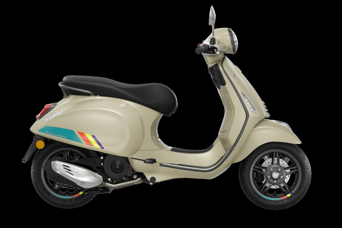 Vespa Primavera S 125 gris mat, profil droite