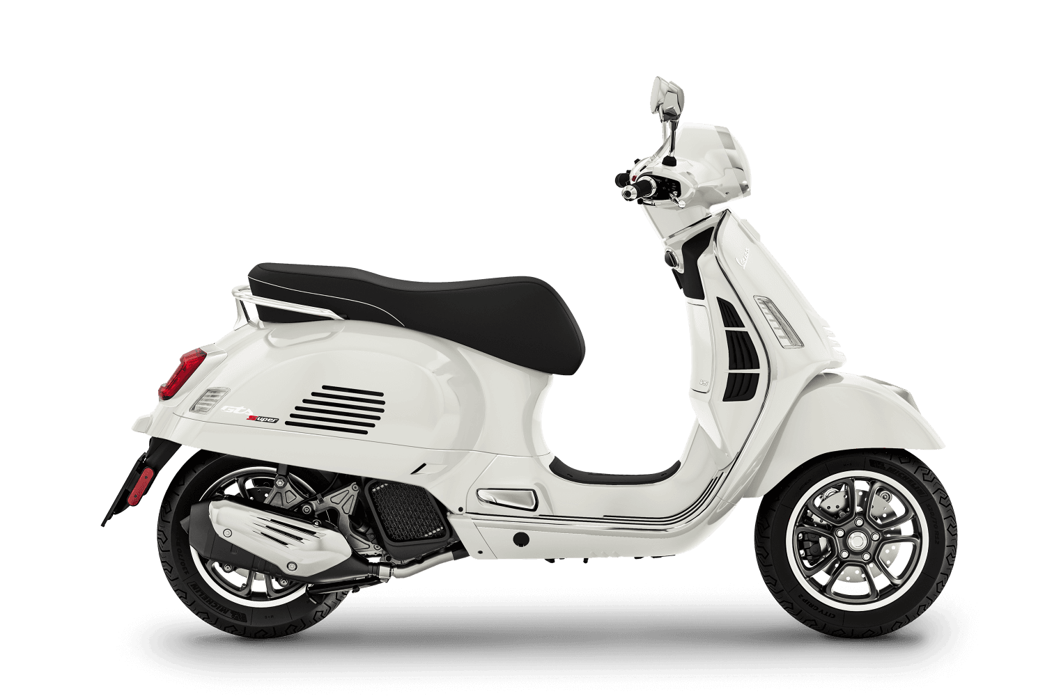 Nouveau Vespa GTS Super 125 bianco innocente, profil droit