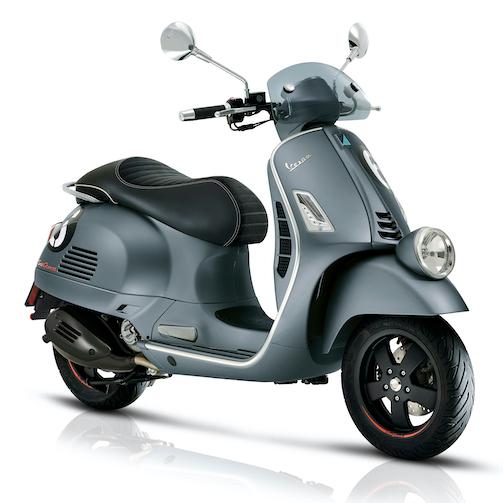 Vespa GTS Sei Giorni 300 HPE gris, 3 quarts face droit