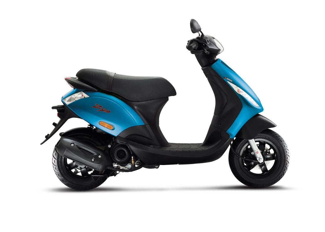 Piaggio Zip S 50 bleu, profil droit