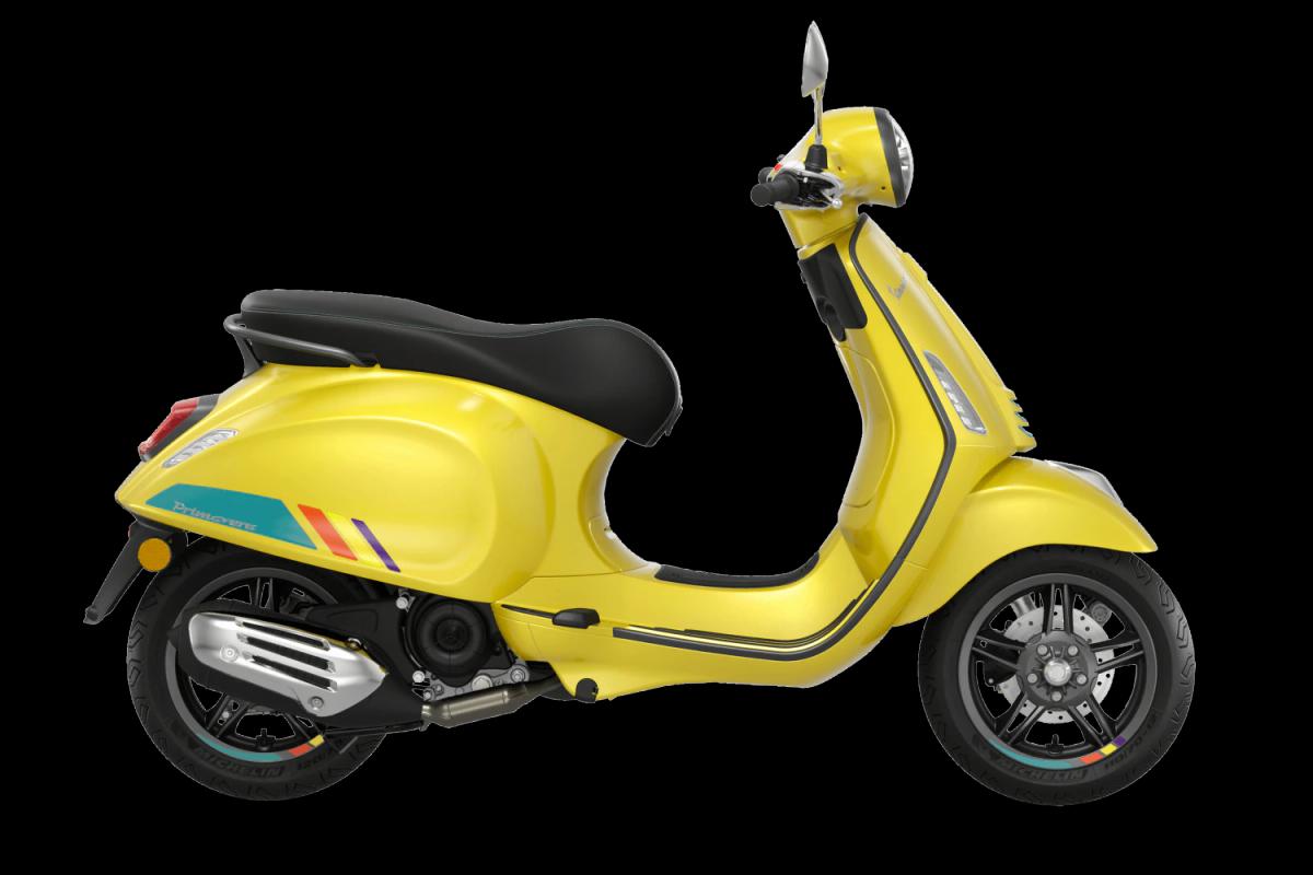 Vespa Primavera S 50 gris, profil droit