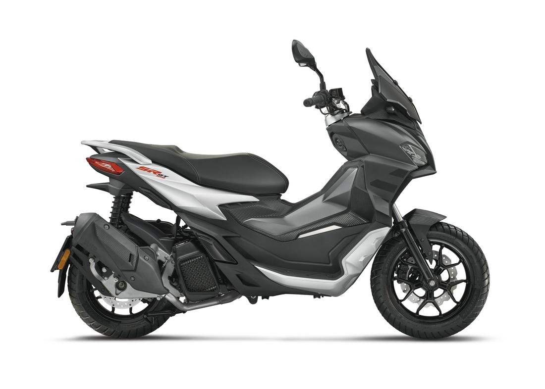 Aprilia SR-GT 125 gris, profil droite