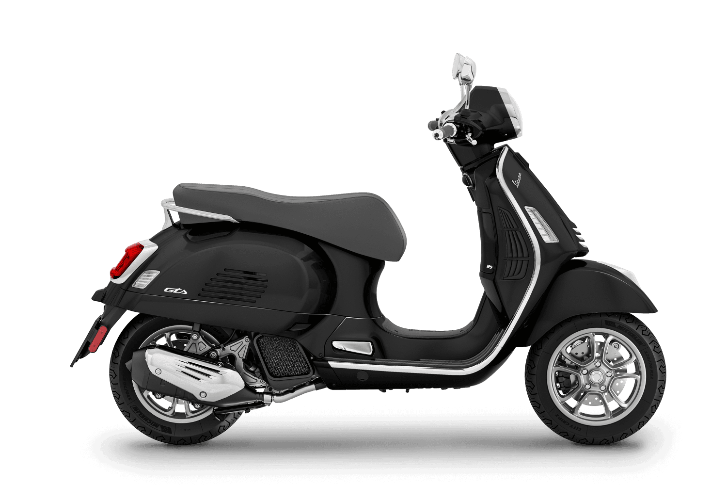 Nouveau Vespa GTS 125 nero convinto, profil droit